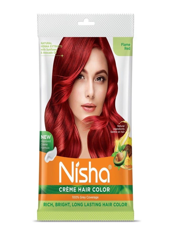 نيشا صبغة شعر نيشا كريم للنساء - أحمر ناري، عبوة 20 غ + 30 مل، تدوم طويلاً، تغطية كاملة للشعر الأبيض، لون شعر دائم لشعر ناعم ولامع وصحي - Image 1