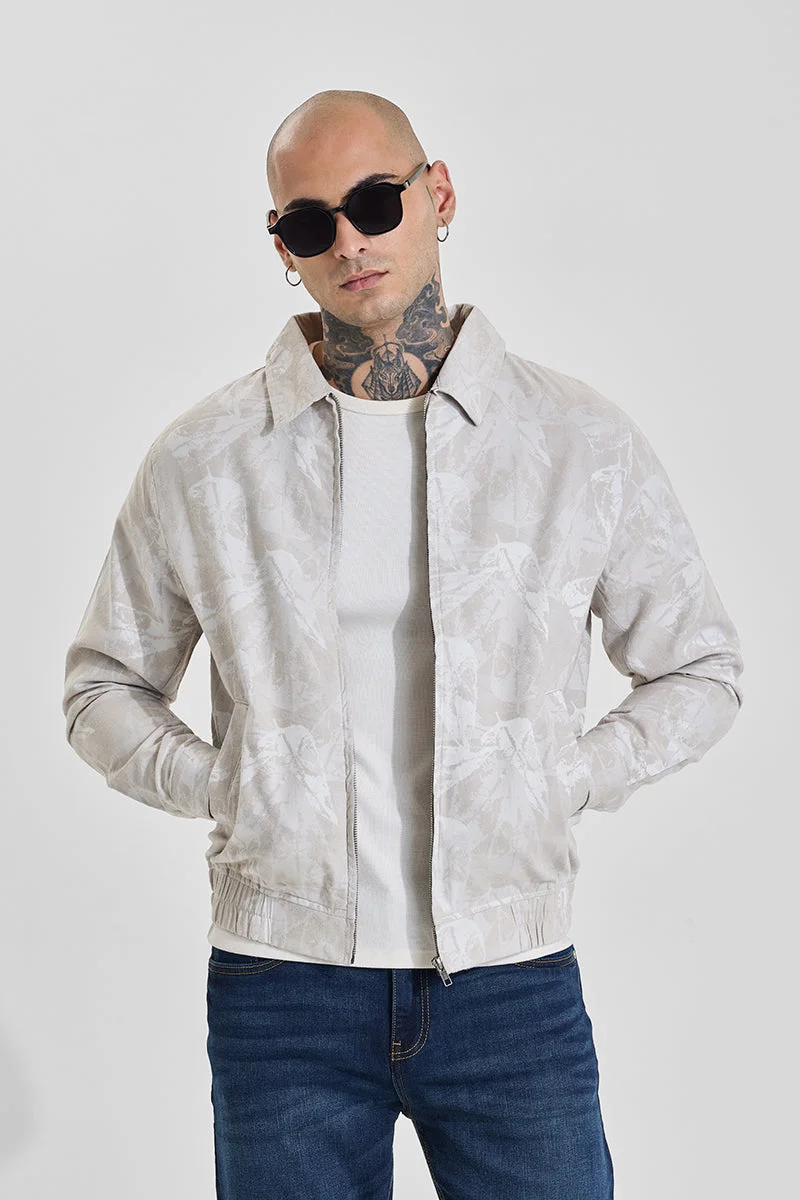 سنيتش Light Beige Printed Long Sleeve Regular Fit Jacket