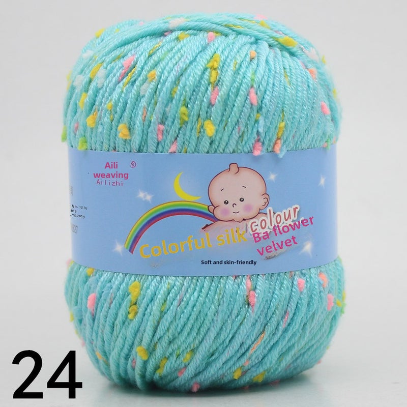 Multicolor Chunky Hand-Knit Yarn for DIY Sweaters 24 aqua blue color dot B 