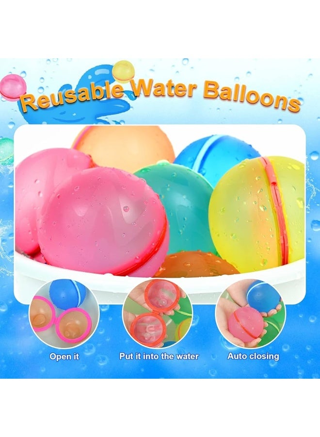 98K Reusable Water Balloons 12Pcs with Mesh Bag, Self Sealing Silicone Ball Latex-Free, No Clean Hassle, Easy to Fill, Summer Toys Water Toy Swimming Pool Beach Park Yard Outdoor Games Party Supplies - Image 1