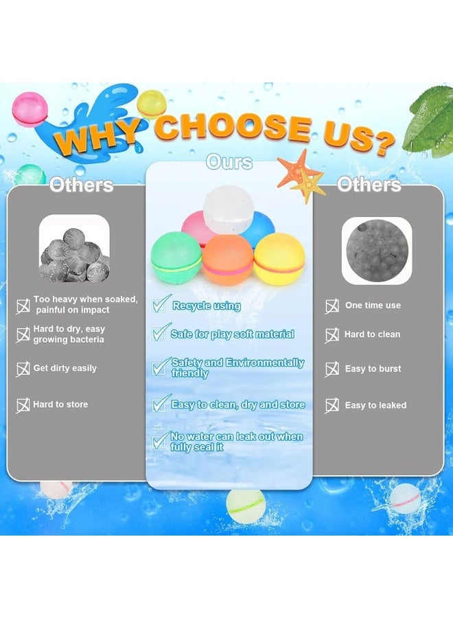 98K Reusable Water Balloons 12Pcs with Mesh Bag, Self Sealing Silicone Ball Latex-Free, No Clean Hassle, Easy to Fill, Summer Toys Water Toy Swimming Pool Beach Park Yard Outdoor Games Party Supplies - Image 3
