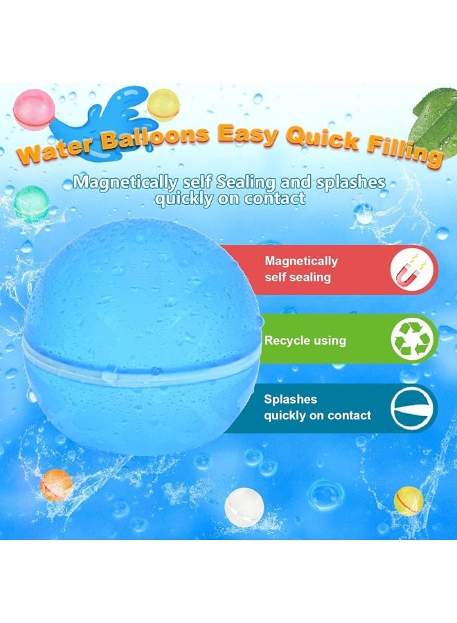 98K Reusable Water Balloons 12Pcs with Mesh Bag, Self Sealing Silicone Ball Latex-Free, No Clean Hassle, Easy to Fill, Summer Toys Water Toy Swimming Pool Beach Park Yard Outdoor Games Party Supplies - Image 4