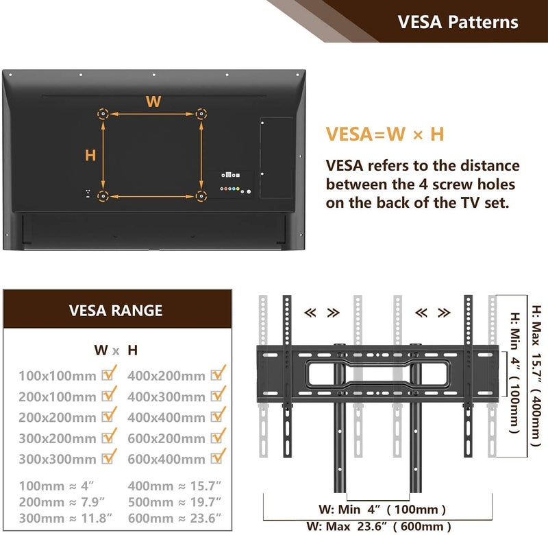 Gadget Wagon 40-80" P6 LED TV Wall Mount Stand Bracket, Heavy Duty Full Motion VESA 600X400 mm - Image 4