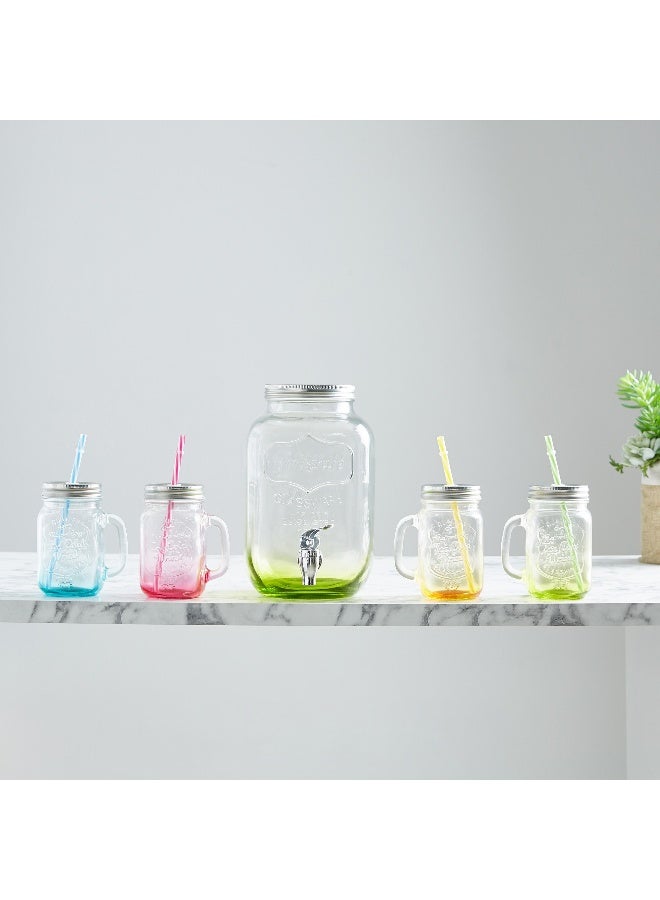 Home Box 4-Piece Cooler Glass Beverage Dispenser With Mason Jars - Image 1