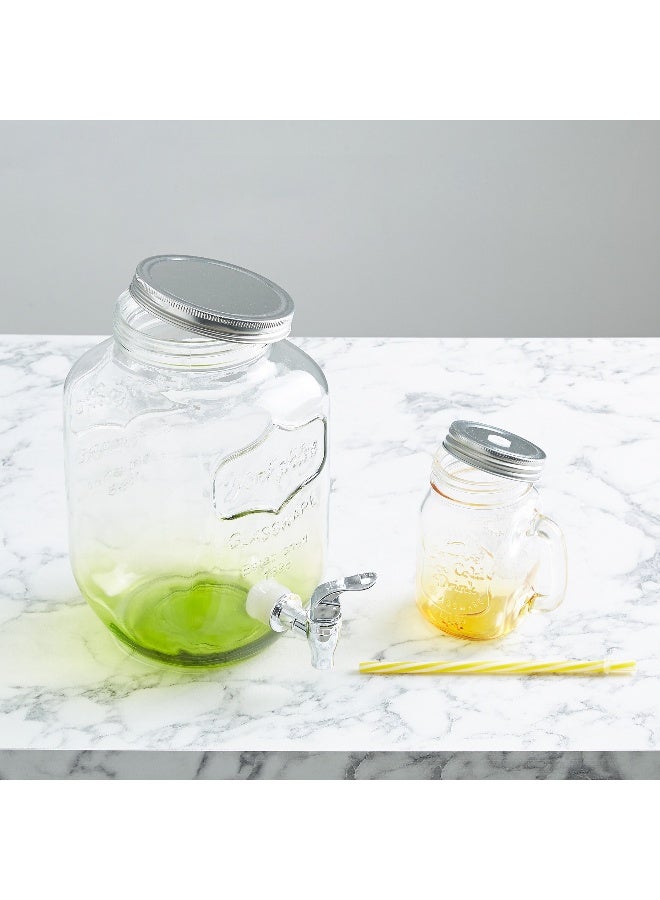 Home Box 4-Piece Cooler Glass Beverage Dispenser With Mason Jars - Image 4