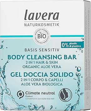 lavera solid shower 2 in 1 basis sensitiv Hydro Feeling with organic aloe vera and plant keratin cleans without drying out 3x more productive than liquid shower gel natural cosmetics 50g - Image 2