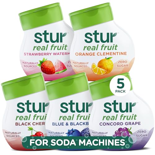 Stur Soda Machine Flavors Variety Pack | Naturally Sweetened | High in Vitamin C & Antioxidants | Sugar Free | Zero Calories | Keto | Vegan | 5 Bottles, Makes 120 Drinks - Image 1