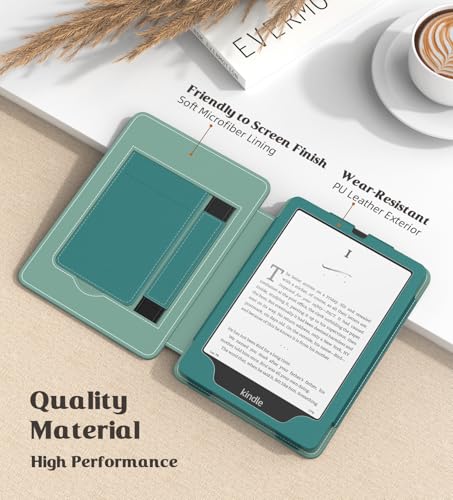 MoKo Case for 7"/6.8" Kindle Paperwhite(12th/11th Generation-2024/2021) and Kindle Colorsoft Signature Edition, Slim PU Shell Cover Case with Auto-Wake/Sleep for Kindle Paperwhite 2024, Jade Green - Image 4