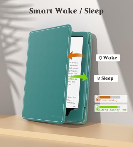 MoKo Case for 7"/6.8" Kindle Paperwhite(12th/11th Generation-2024/2021) and Kindle Colorsoft Signature Edition, Slim PU Shell Cover Case with Auto-Wake/Sleep for Kindle Paperwhite 2024, Jade Green - Image 5