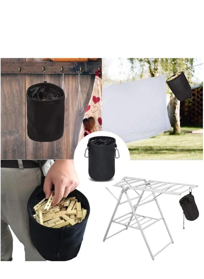 Y&D Peg Bag, Black Large Bag with Closing Cord and Hanging Snap Hook, for Laundry Clothes Pegs, Indoor Outdoor Pegs Organizer Storage Use, 7.8 X 11 Inch - Image 4