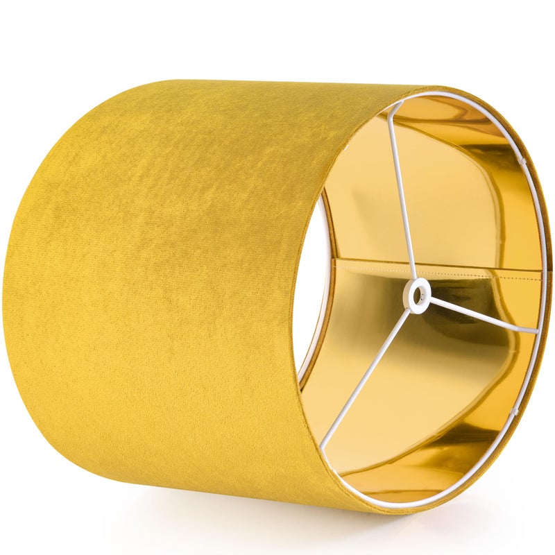 GO&SO Yellow Velvet Drum Lamp Shade Medium Lampshade 13``TopÃ—13``BottomÃ—10``High(Spider) Modern Lamp Shade for Table & Bedside Lamp Replacement Lampshades in Hand Crafted - By GO&SO - Image 4