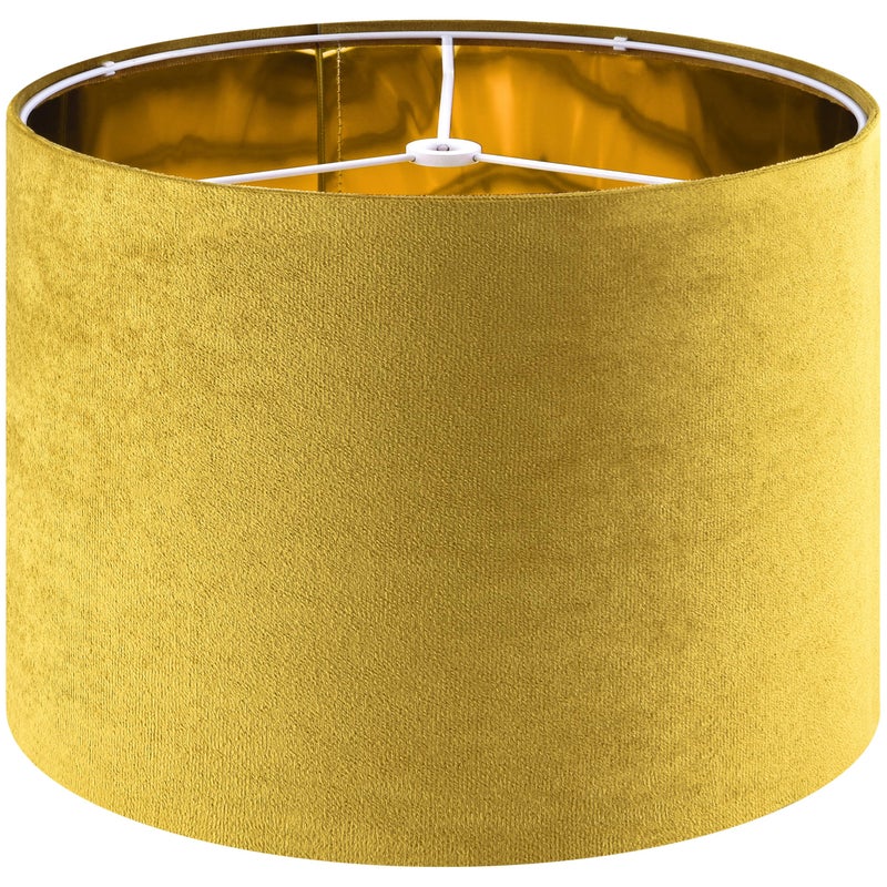 GO&SO Yellow Velvet Drum Lamp Shade Medium Lampshade 13``TopÃ—13``BottomÃ—10``High(Spider) Modern Lamp Shade for Table & Bedside Lamp Replacement Lampshades in Hand Crafted - By GO&SO - Image 1