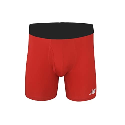 New Balance Men's 6" Boxer Brief Fly Front with Pouch, 3-Pack,Black/Team Red/Team Blue, X-Large (40"-42") - Image 2