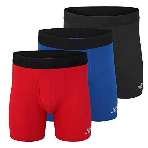 New Balance Men's 6" Boxer Brief Fly Front with Pouch, 3-Pack,Black/Team Red/Team Blue, X-Large (40"-42") - Image 1