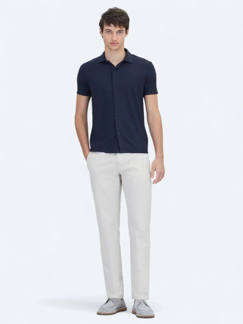 Kip Navy Blue Patterned Regular Fit Knitting Casual Shirt - Image 2