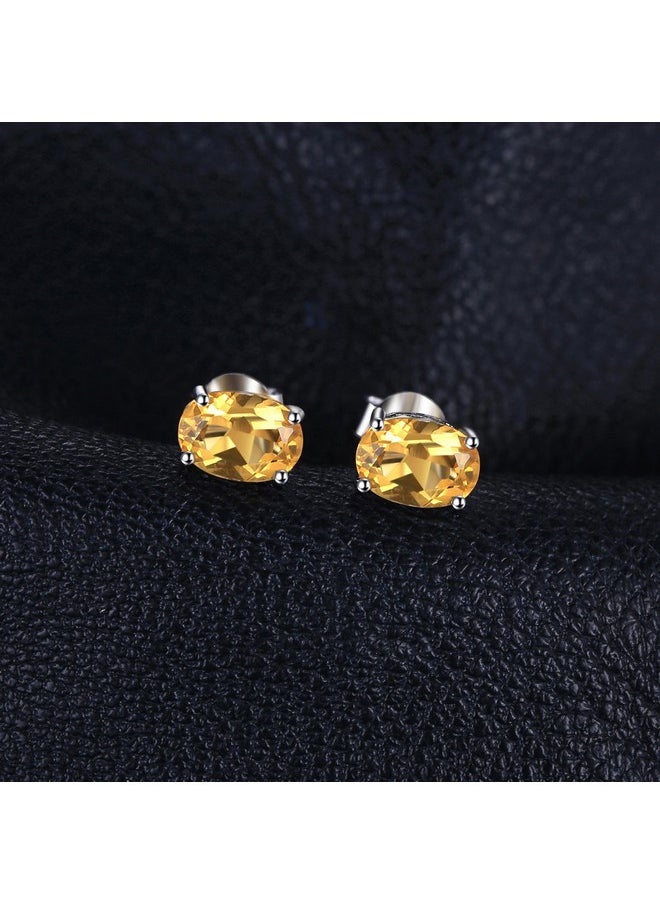 JewelryPalace - Women'S Natural Garnet Peridot Amethyst Citrine Blue Topaz Birthstone Stud Earrings, 14K Gold Plated 925 Sterling Silver, Hypoallergenic - Image 1
