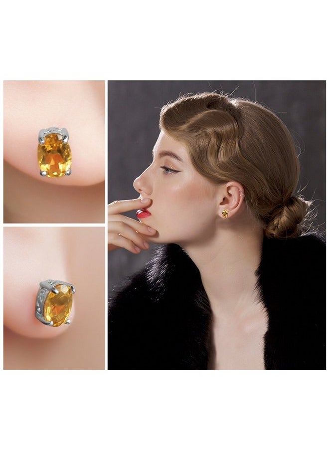 JewelryPalace - Women'S Natural Garnet Peridot Amethyst Citrine Blue Topaz Birthstone Stud Earrings, 14K Gold Plated 925 Sterling Silver, Hypoallergenic - Image 1