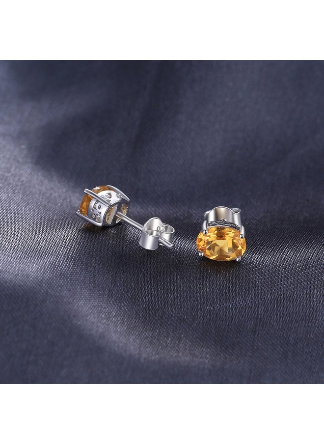 JewelryPalace - Women'S Natural Garnet Peridot Amethyst Citrine Blue Topaz Birthstone Stud Earrings, 14K Gold Plated 925 Sterling Silver, Hypoallergenic - Image 1