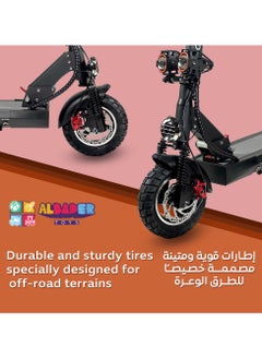 AL BADER Electric Kick Scooter V29 Pro, Max Speed 50KM/H Range 35 KM 48V (15Ah) Battery 800W, Electric Foldable Scooter With Seat and 10 Inch Size Tires, Monster Scooter With Double Suspensions  - Image 5
