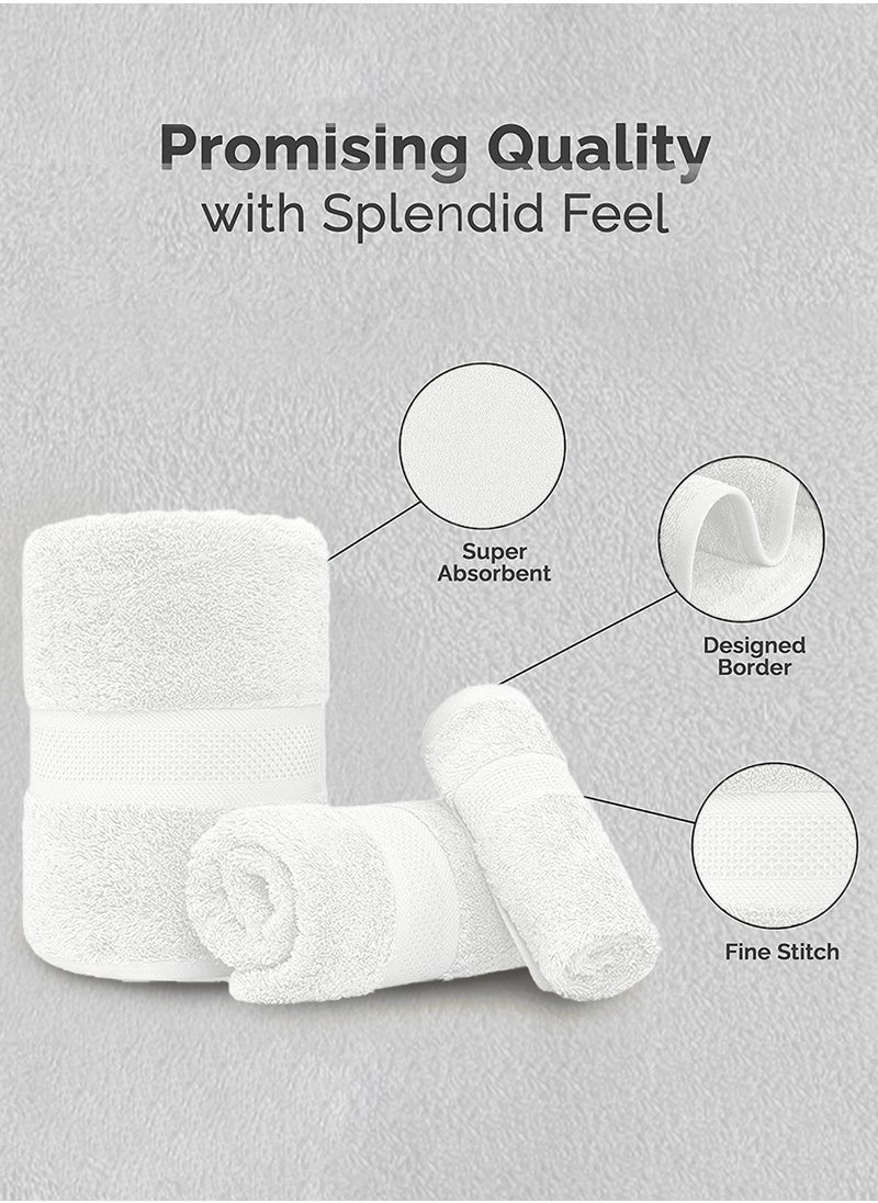 MileMelo 3 Piece Premium Cotton Towel Set 1 Face Washcloth, 1 Hand Towel, 1 Bath Towel, Quick Dry, Breathable & Highly Absorbent Towels, Ultra Soft Towels Ideal for Daily Use White  - Image 3