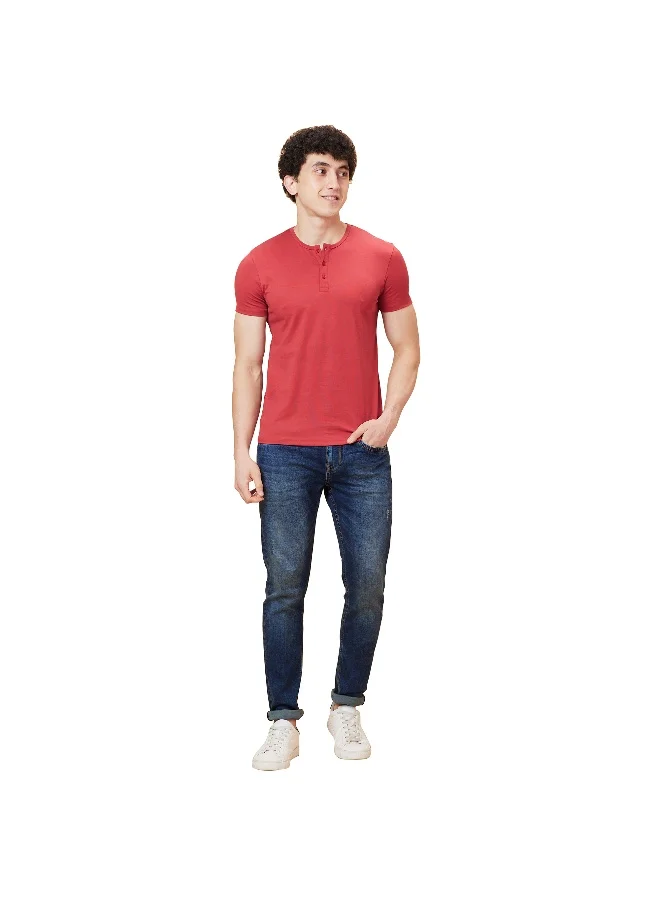 بيينغ هيومان Mens Brick Henley Short Sleeve T-Shirt