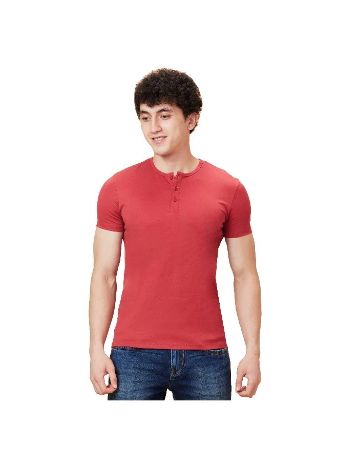 Being Human Mens Brick Henley Short Sleeve T-Shirt