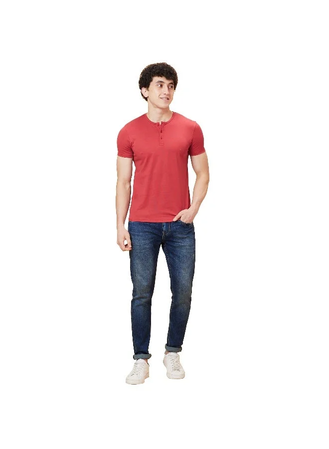 Being Human Mens Brick Henley Short Sleeve T-Shirt