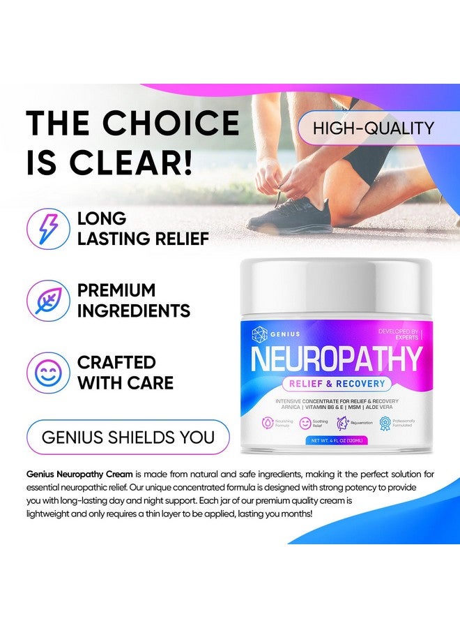 GENIUS CURE Genius Neuropathy Nerve Relief Cream - Maximum Strength Relief Cream for Foot, Hands, Legs, Toes Includes Arnica, Vitamin B6, Aloe Vera, MSM - Expertly Developed for Effective and Soothing Relief 4oz - Image 4