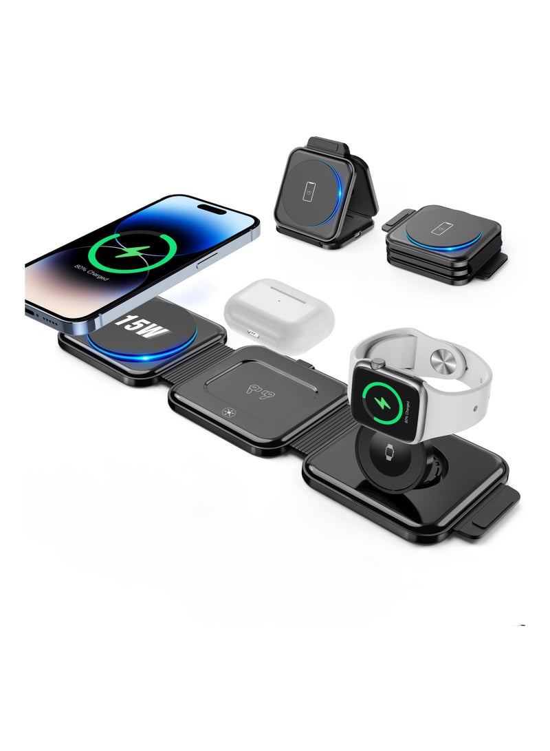 SYOSI 3-in-1 Charging Station for Apple Devices, Foldable Mag-Safe Charger Travel Charging Station All-in-One Charger for iPhone 15 14 13 12 Pro/Pro Max/Plus/Mini AirPods 2/3/Pro iWatch Ultra/8/7/SE/6/5/4/3 - Image 1