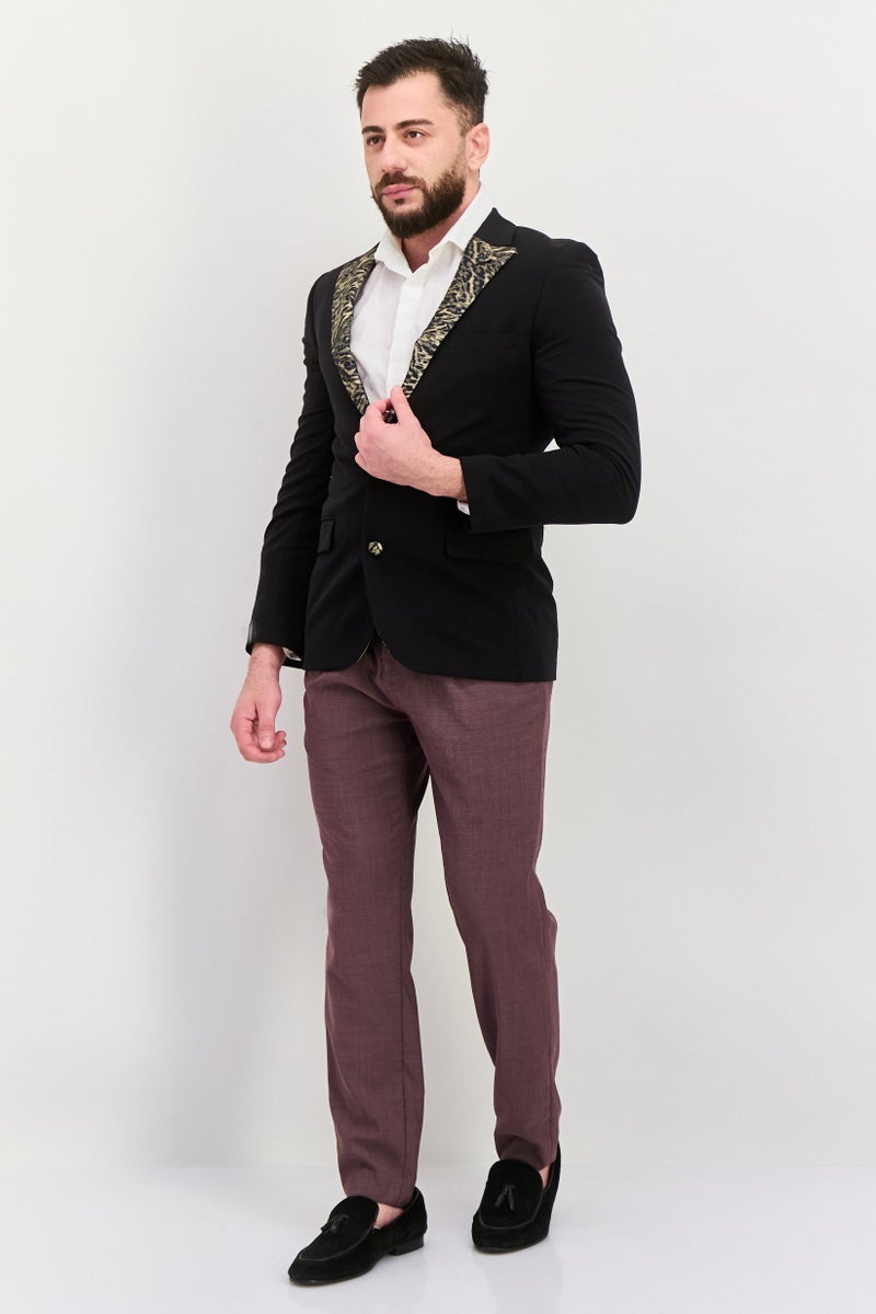 Asos Design Men Skinny Fit Animal Print Formal Blazer, Black - Image 4