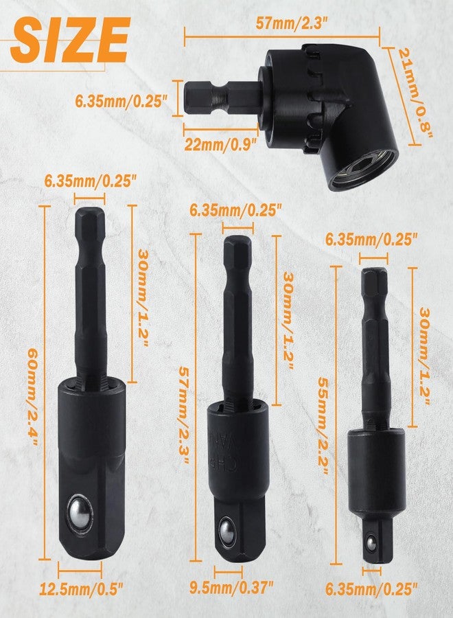 مجموعة تمديد مثقاب مرن من ليونتول مع ملحق مثقاب بزاوية قائمة، قابل للدوران 360 درجة، مقاس 1/4 بوصة و3/8 بوصة و1/2 بوصة، مجموعة محول مقبس سداسي مقاوم للصدمات، للمثقاب الكهربائي ومفك البراغي، والمثقاب اللاسلكي ومفك البراغي - Image 4