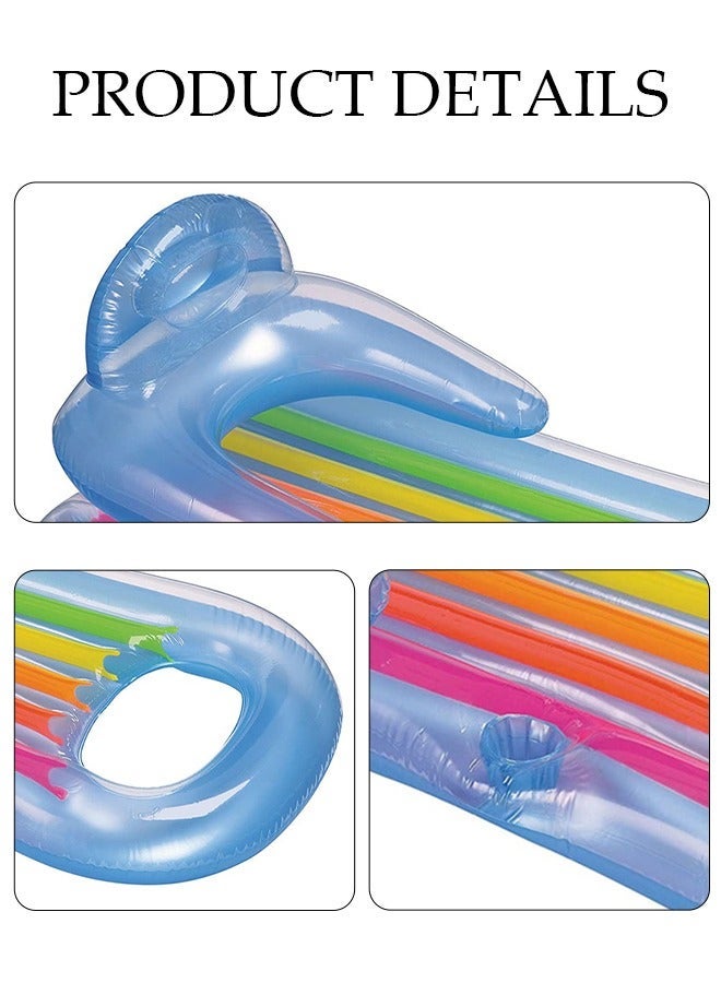 DUNISO Inflatable Pool Float 160*85CM, Floating Mat with Drink Holder, Inflatable Raft Back Support for Adults, Giant Pool Lounger, Pool Accessories, Lake Floats Pool Toys - Image 3