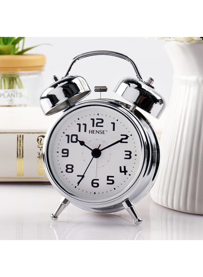 Hense Alarm Clock For Students, Wake-up Helper, Children's Bedside Lazy Super Loud Alarm Clock, Desktop Hourglass Ha70 Electroplated - Image 1