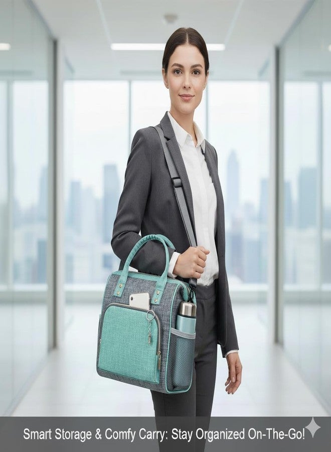 IDEATECH Large Insulated Lunch Bag for Women -12L Adult Lunch Box Wide Opening with Shoulder Strap - Leakproof Cooler Tote Bag for Office Work, Picnic & Travel, Cute Gifts for Women, Mom (Teal) - Image 2