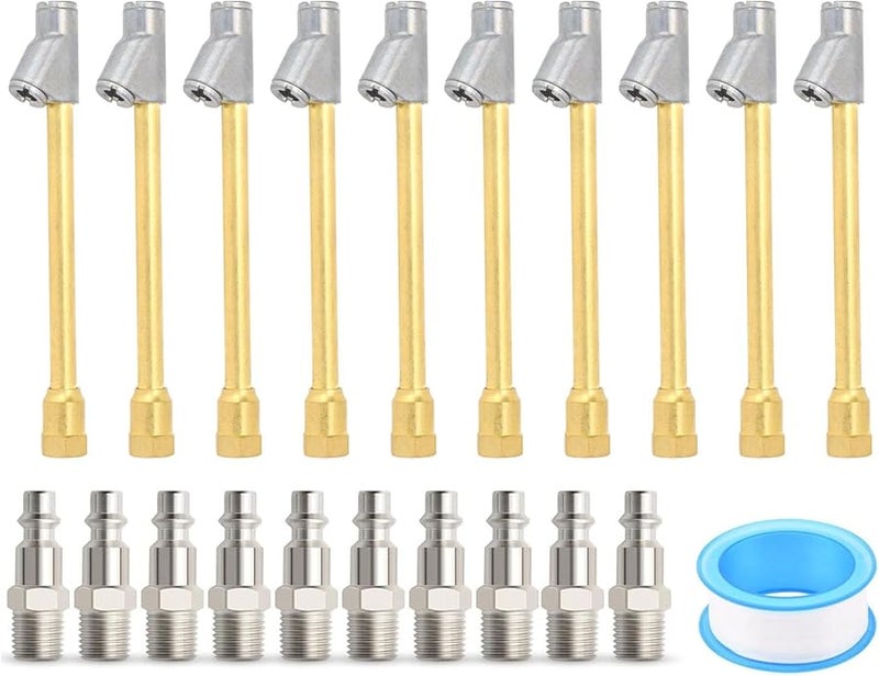 Brass Dual Air Chuck 1 4in NPT Quick Plug Tire Inflator Tool Set For Truck Car - Image 1