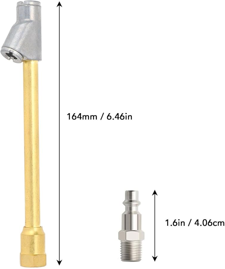 Brass Dual Air Chuck 1 4in NPT Quick Plug Tire Inflator Tool Set For Truck Car - Image 3