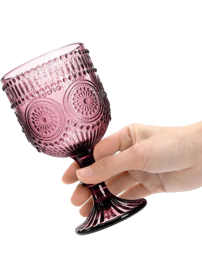 Kingrol Kingrol 6 Pack 11 Ounces Vintage Water Goblets Wine Glasses Romantic Mixed Drink Glass Set for Party and Daily Use  - Image 3