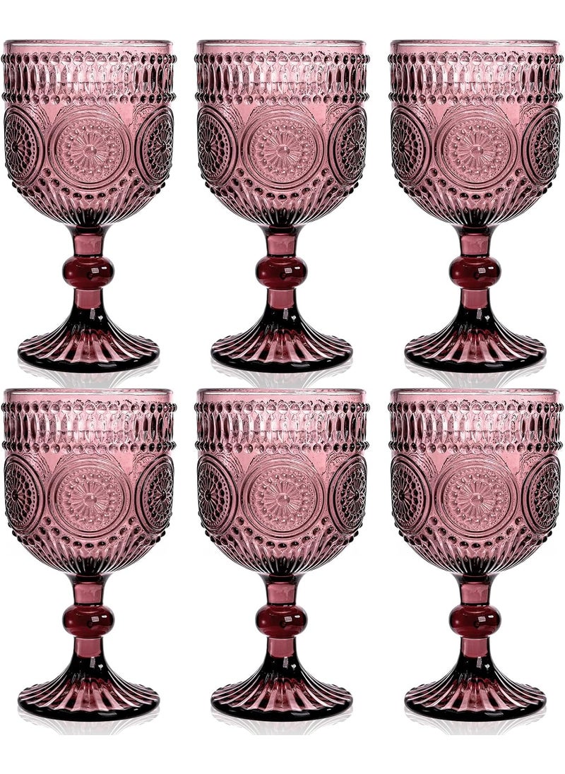 Kingrol Kingrol 6 Pack 11 Ounces Vintage Water Goblets Wine Glasses Romantic Mixed Drink Glass Set for Party and Daily Use  - Image 2
