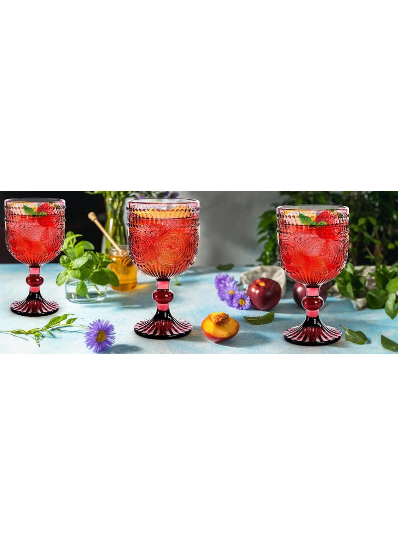 Kingrol Kingrol 6 Pack 11 Ounces Vintage Water Goblets Wine Glasses Romantic Mixed Drink Glass Set for Party and Daily Use  - Image 4