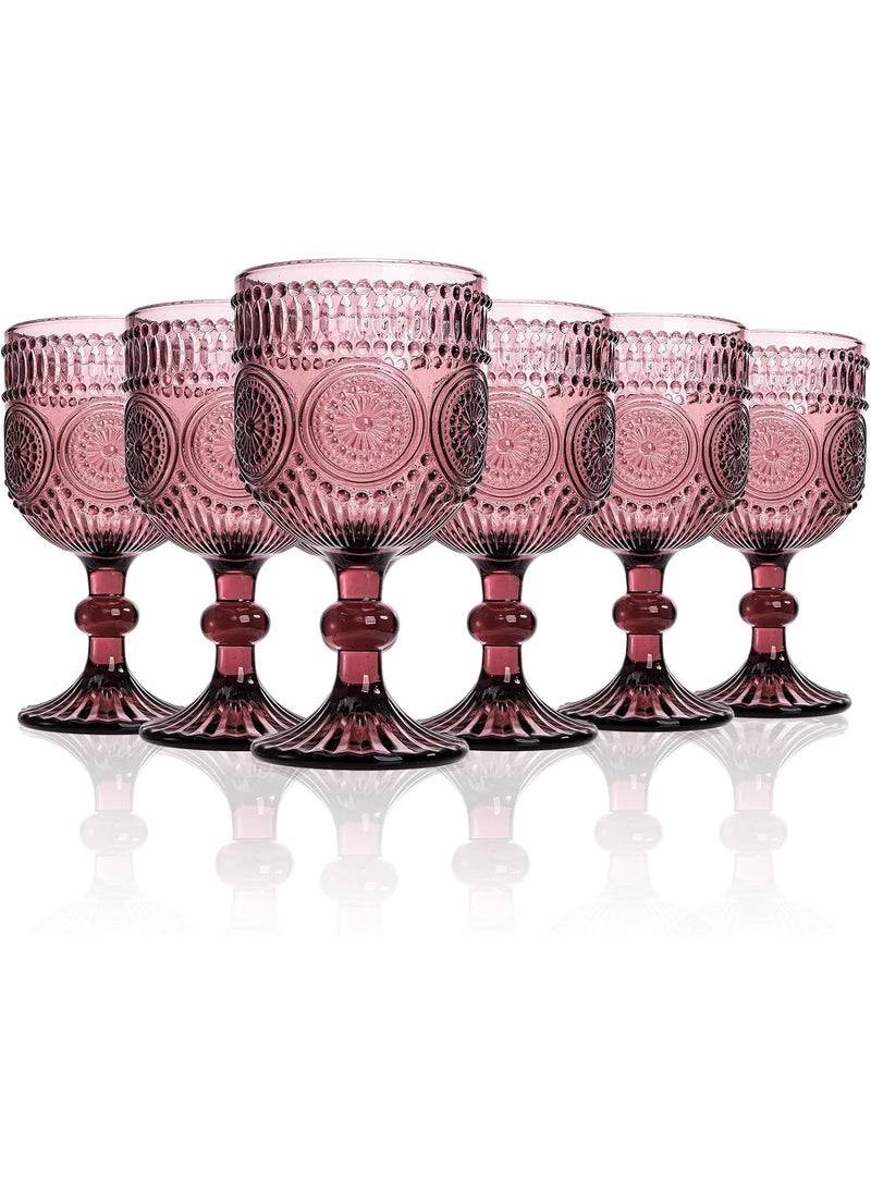 Kingrol Kingrol 6 Pack 11 Ounces Vintage Water Goblets Wine Glasses Romantic Mixed Drink Glass Set for Party and Daily Use  - Image 1