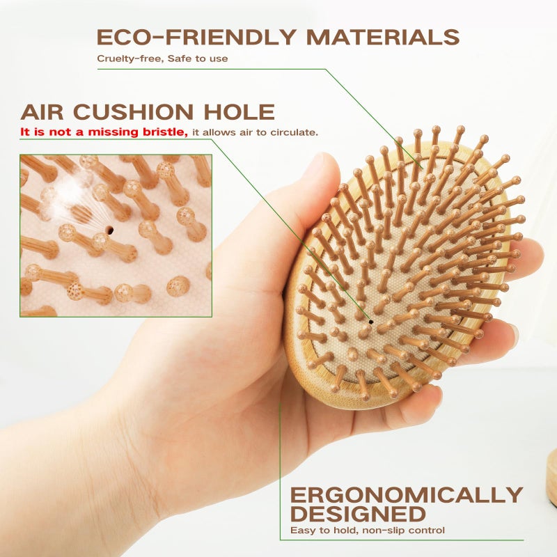 Combetter Natural Bamboo Hair Brush(No handle) for Hair Growth, Massaging Scalp, Detangling Brush for Women, Men & Kids, Natural Wooden Hairbrush for All Hair Types - Image 2
