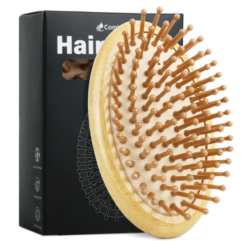 Combetter Natural Bamboo Hair Brush(No handle) for Hair Growth, Massaging Scalp, Detangling Brush for Women, Men & Kids, Natural Wooden Hairbrush for All Hair Types - Image 1