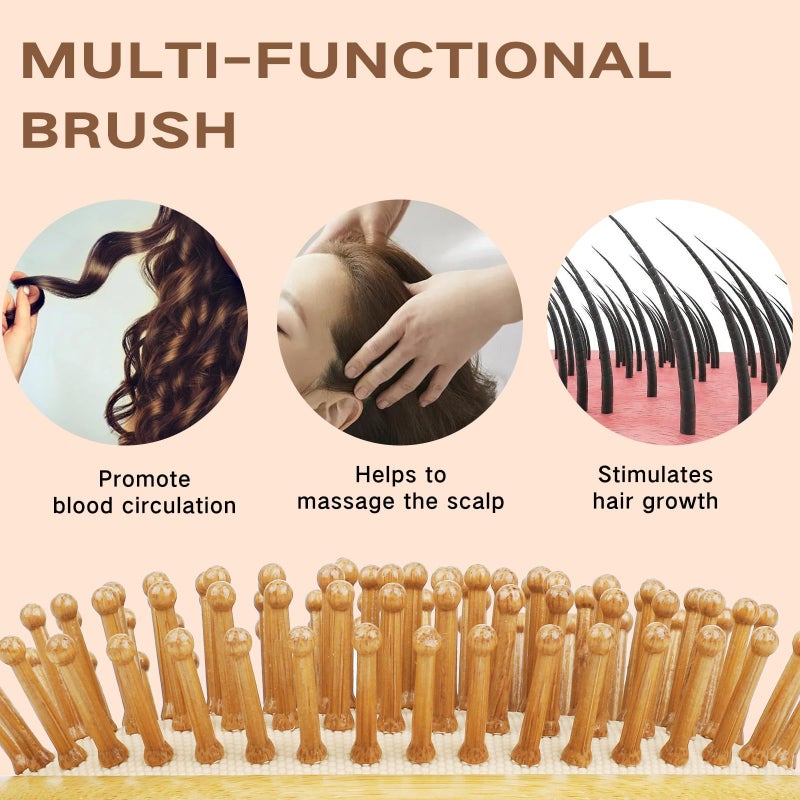 Combetter Natural Bamboo Hair Brush(No handle) for Hair Growth, Massaging Scalp, Detangling Brush for Women, Men & Kids, Natural Wooden Hairbrush for All Hair Types - Image 3