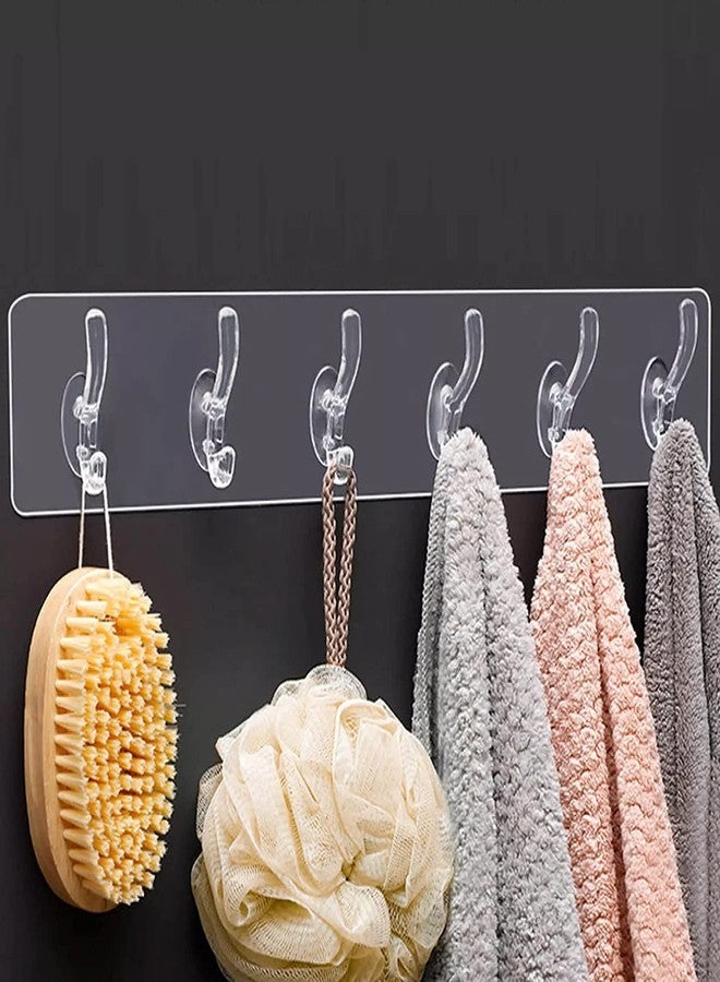 SYUTA Wall Hanger Hooks – Transparent 6-Hook Organizer for Clothes, Kitchen, Bathroom, Bedroom, and Office | Durable Door Hanging Accessory for Home Storage - Image 1