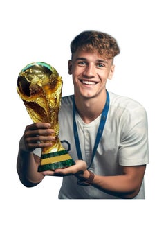 Y&D Replica World Cup Football Trophy Gold/Green 24.5x11.5x12.5centimeter  - Image 1