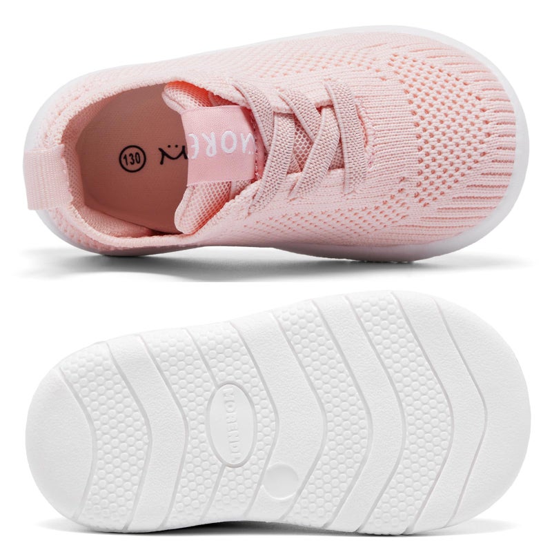MORENDL Toddler Shoes Baby Walking Sock Shoes Infant Sneakers Boy Girl Barefoot Tennis Shoe Non-Slip Brethable Light Orange 18-24 Months - Image 4