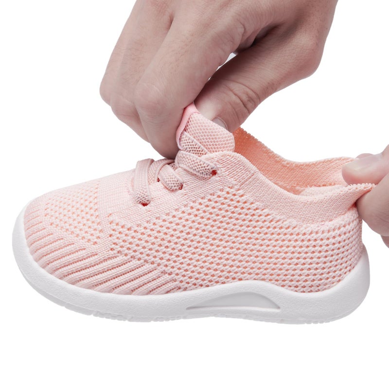 MORENDL Toddler Shoes Baby Walking Sock Shoes Infant Sneakers Boy Girl Barefoot Tennis Shoe Non-Slip Brethable Light Orange 18-24 Months - Image 5