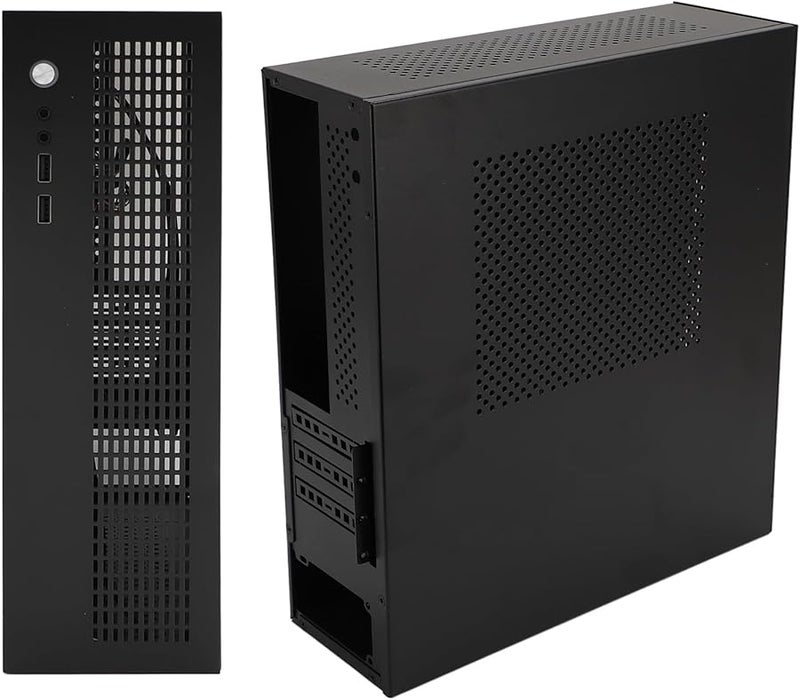 حالة كمبيوتر Mini ITX باللون الأسود منافذ USB أمامية غطاء علوي سحب هواء من الأسفل طرد هواء من الأعلى لوحة أم 245 ملم - Image 1