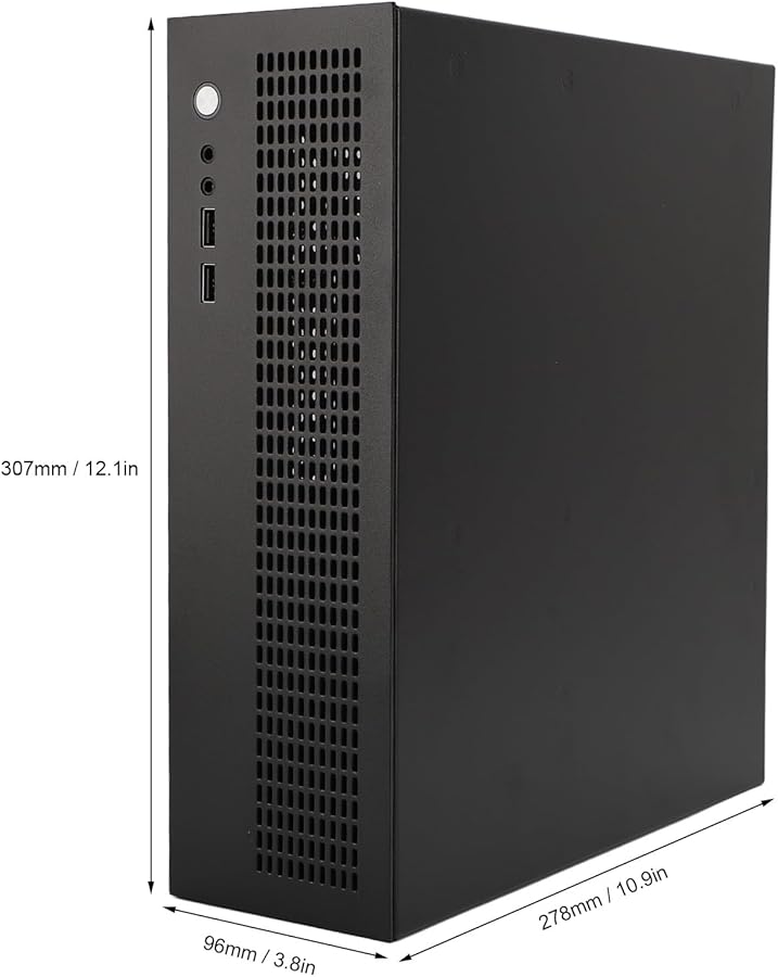 حالة كمبيوتر Mini ITX باللون الأسود منافذ USB أمامية غطاء علوي سحب هواء من الأسفل طرد هواء من الأعلى لوحة أم 245 ملم - Image 4