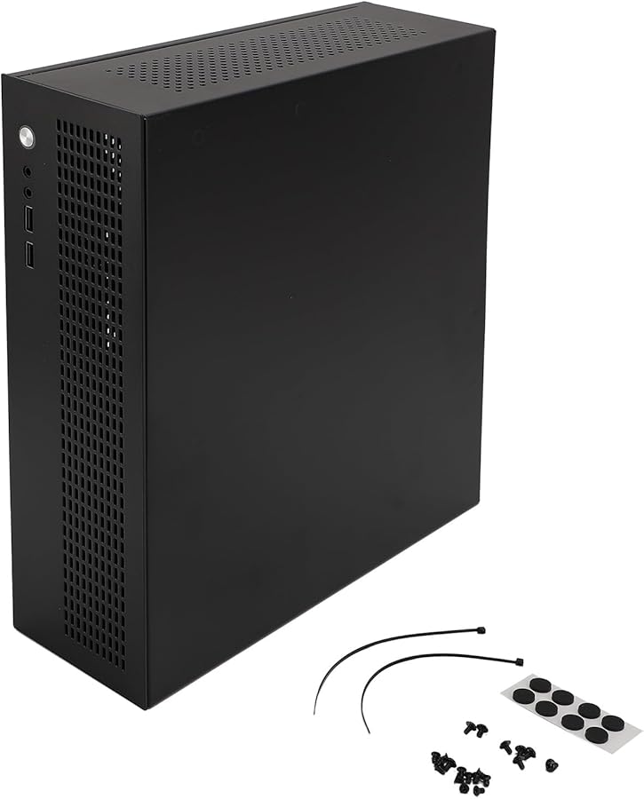 حالة كمبيوتر Mini ITX باللون الأسود منافذ USB أمامية غطاء علوي سحب هواء من الأسفل طرد هواء من الأعلى لوحة أم 245 ملم - Image 2
